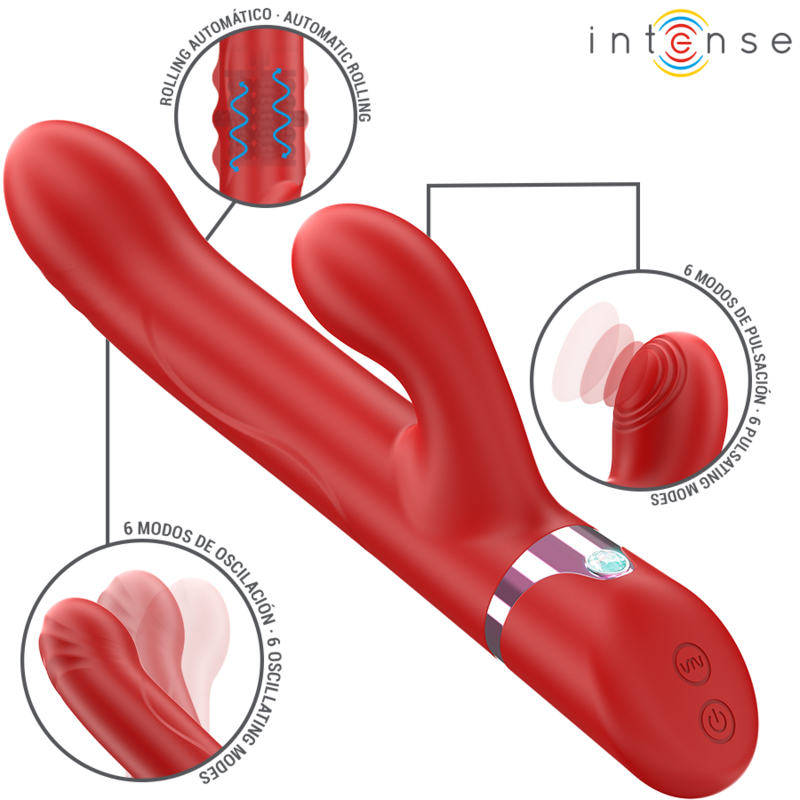 Alternative view of INTENSE - LELE MULTIFUNCTION VIBRATOR ROTATING  OSCILLATION  STIMULATION RED