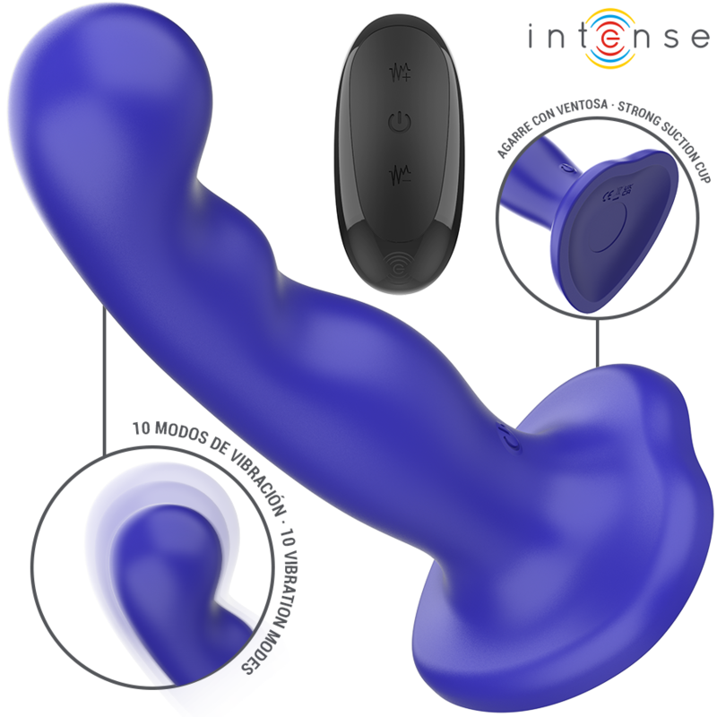 Alternative view of INTENSE - SHORTY VIBRATOR WITH SUCTION CUP BLUE REMOTE CONTROL