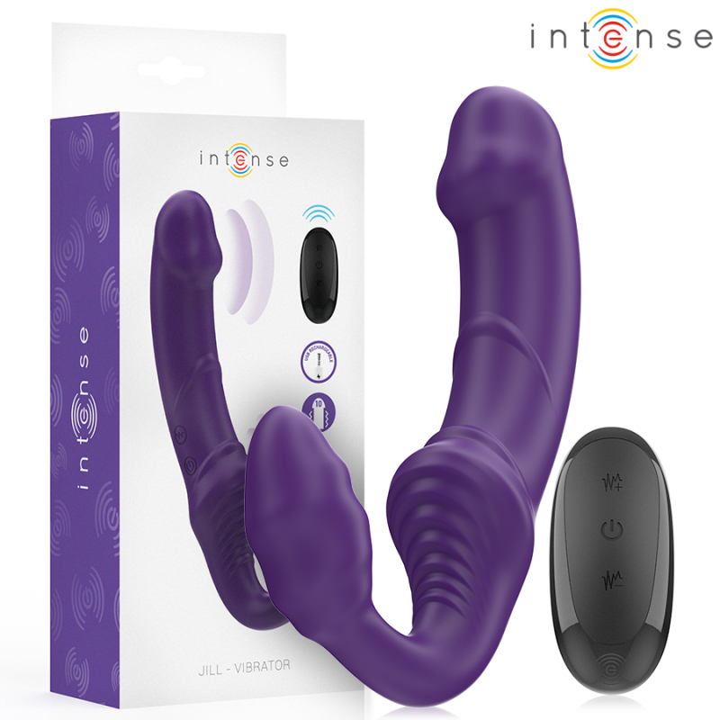 INTENSE - JILL DOUBLE VIBRATOR 20 CM PURPLE REMOTE CONTROL