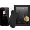 LELO Sona 3 Cruise sonic clitoral massager in black silicone beside its black packaging box labeled LELO Sona 3 Cruise Sonic Clitoral Massager with a gold design badge on the box