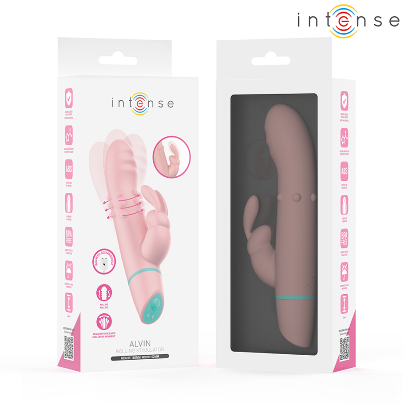img_218659_c1a2495e7f90c6af3610592a7919f747_1png - Sex Shop | Lodia.gr - 100% Διακριτική Και Παράδοση με courier της επιλογή σας Two pink Intense packaging boxes for a rabbit-style vibrator; the left box shows the product with inset close-up, the right box shows the toy visible through a window.