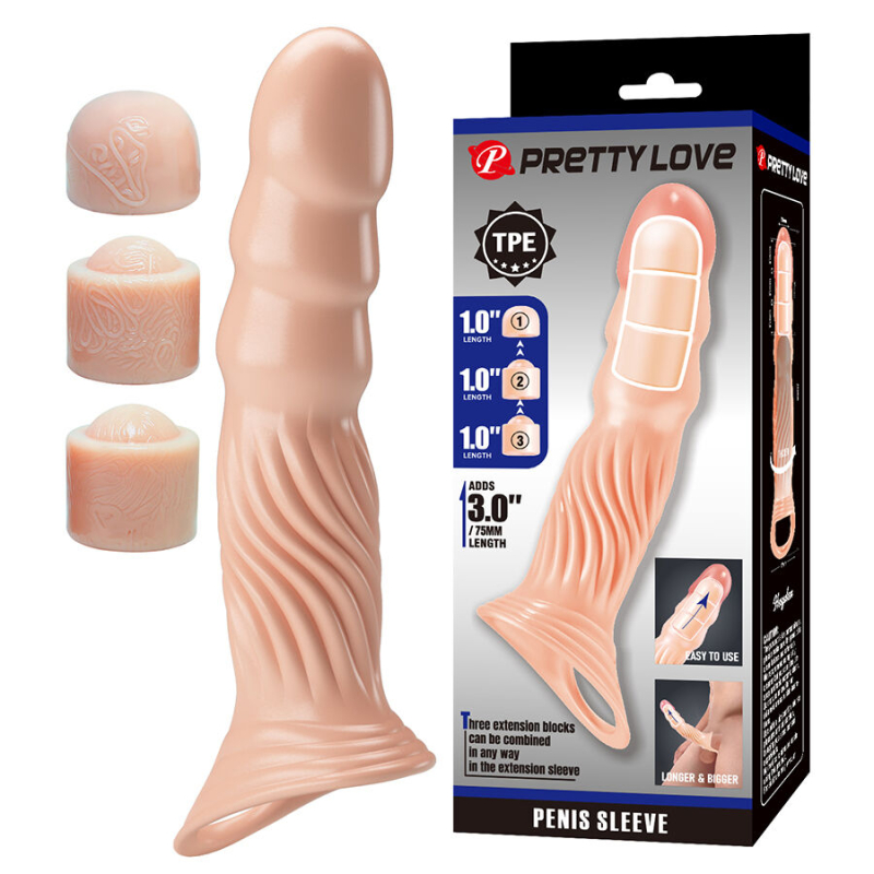 Alternative view of PRETTY LOVE - TEXTURED PENIS SHEATH WITH EXTENDERS