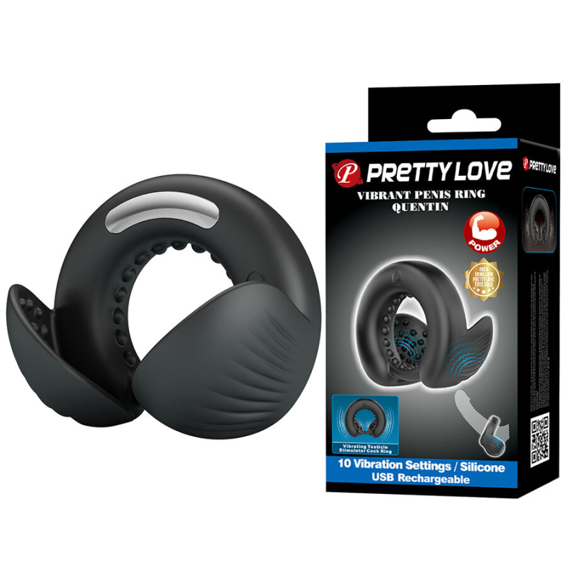 Alternative view of PRETTY LOVE - QUENTIN PENIS RING WITH TESTICULAR STIMULATOR