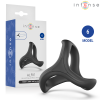 Black Alfie adjustable penis ring beside its white and blue packaging, which shows the brand 'intense', 'ALFIE', and '6 MODEL'.