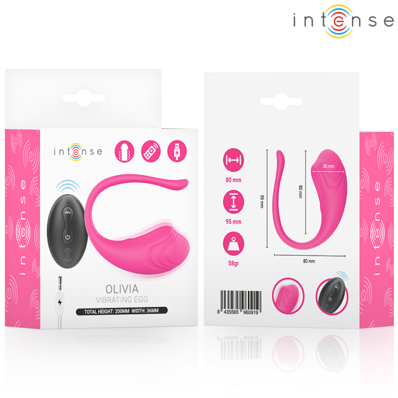 img_221424_228e9af21cad51b698c44a326dc8a6f1_1png - Sex Shop | Lodia.gr - 100% Διακριτική Και Παράδοση με courier της επιλογή σας Box packaging for 'Olivia Vibrating Egg' sex toy, featuring a pink curved vibrator with remote and product branding on the front.