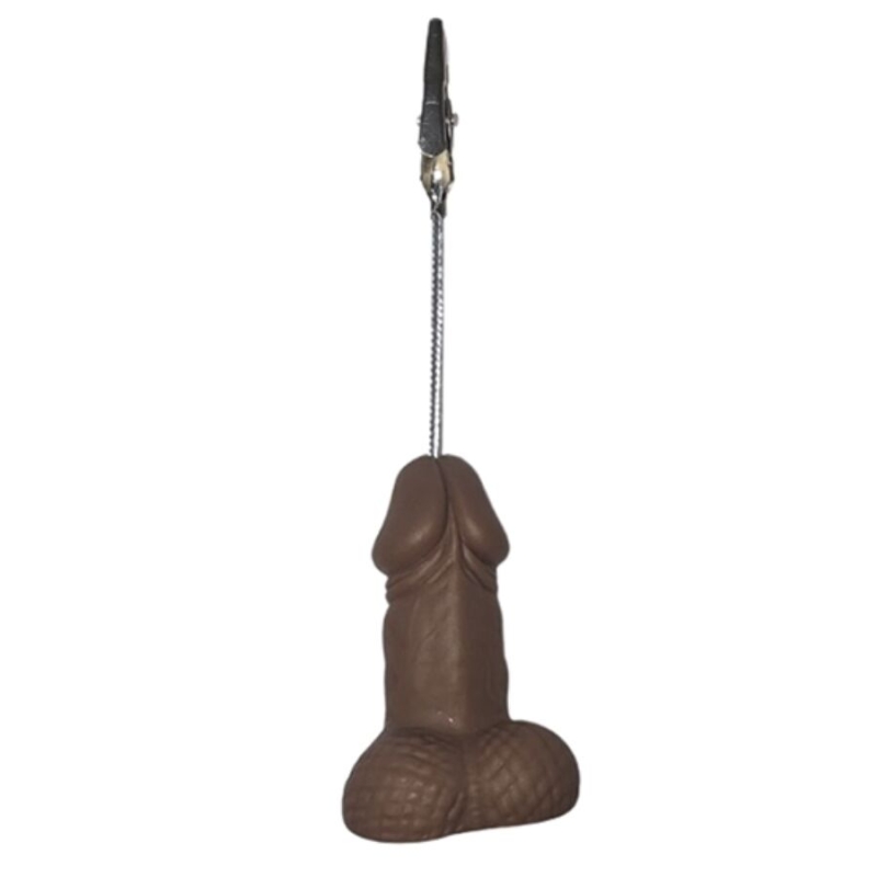 Brown silicone dildo with a textured, rounded base.