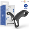 Black vibrating penis ring with ergonomic handle shown beside its Intense Jerome packaging, 12 model box visible at right edge. Product: vibrating adjustable penis rings, 37mm height, 150mm width, magnetic rechargeable.