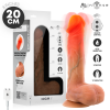 Boxed 20 cm silicone vibrator with remote control, showing realistic skin texture and 'Mr. Intense' branding.