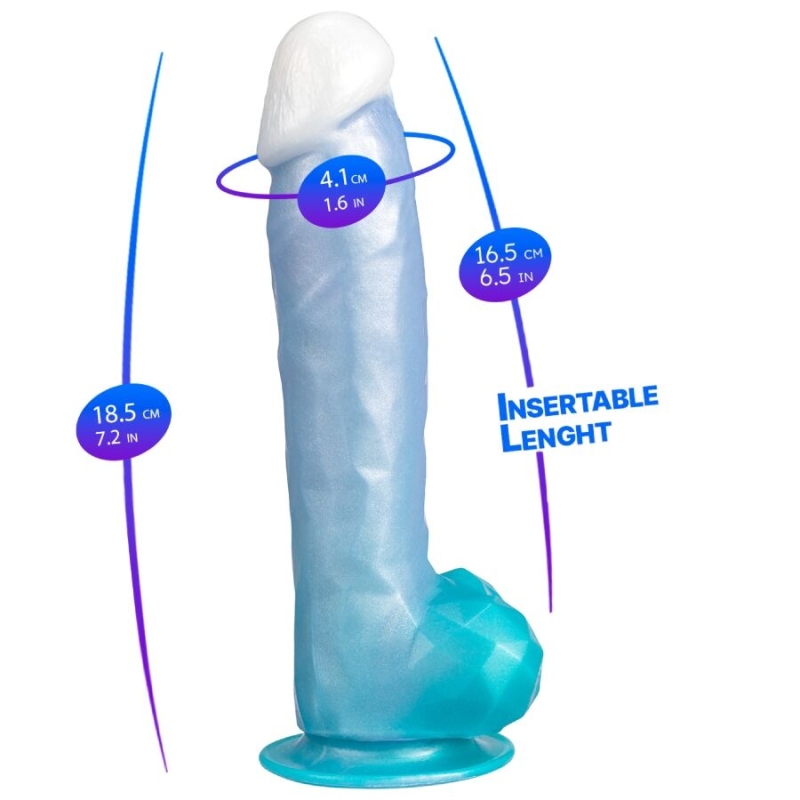 Alternative view of SILEXD - ANGEL DILDO FANTASY LIQUID SILICONE THERMOREACTIVE CELESTIAL BLUE 20.3 CM