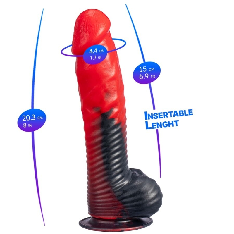 Alternative view of SILEXD - DEVIL DILDO FANTASY LIQUID SILICONE THERMOREACTIVE RED BLACK 20.3 CM