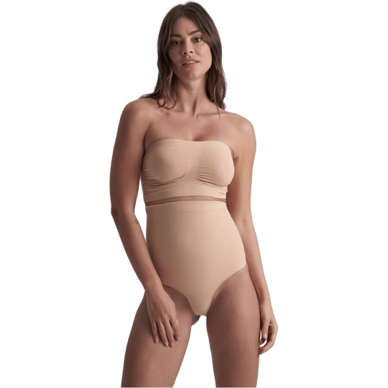 Alternative view of BYE-BRA - SOFT TOUCH SEAMLESS HIGH WAIST THONG BEIGE SIZE S