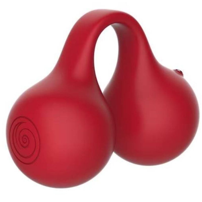 Red dual-ball kegel exerciser with a connected loop handle