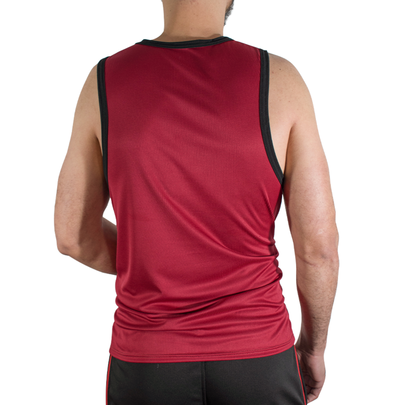 img_224766_95896cb977df123a04cd1b1a90e946ac_1png - Sex Shop | Lodia.gr - 100% Διακριτική Και Παράδοση με courier της επιλογή σας Man in a red sleeveless athletic jersey with black trim, seen from the back against a white background