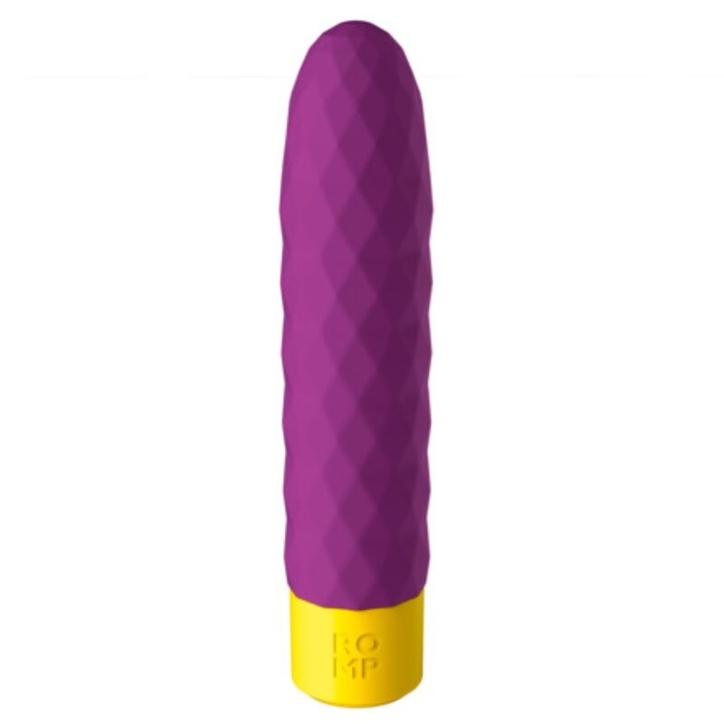 Purple textured vibrator with a yellow base cap.