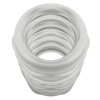 White spiral, hollow object with concentric ridges forming a cylindrical opening at the center.