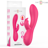 Pink silicone Tammy heating vibrator with a curved shaft, shown beside its Intense packaging; designed for sexual stimulation.