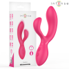 Pink dual-branch vibrating stimulator with a white box displaying the Intense logo beside it.