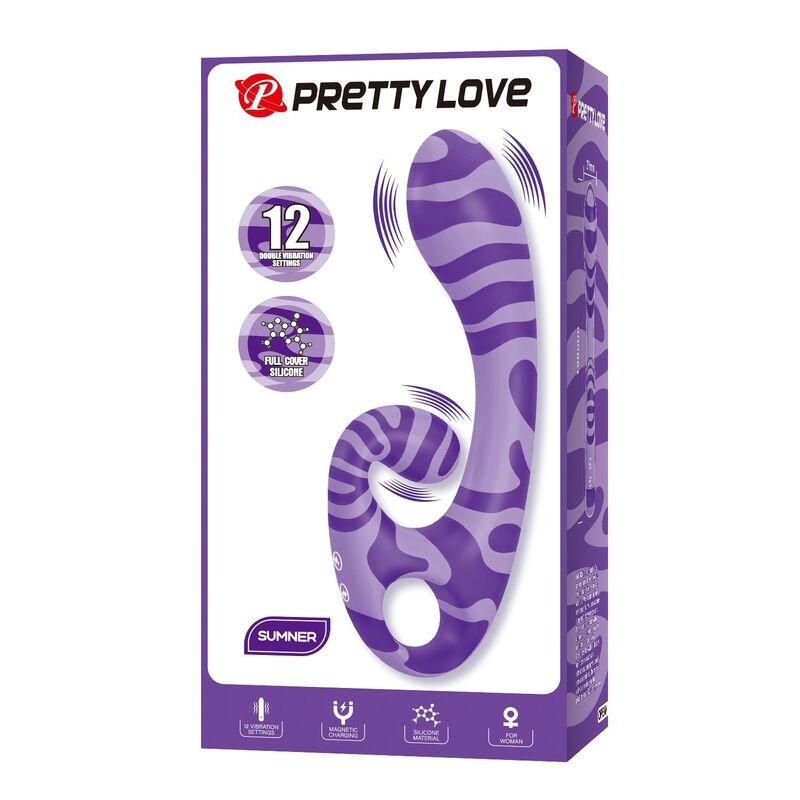 Alternative view of PRETTY LOVE - SUMMER DOUBLE-ENDED VIBRATOR WITH HANDLE 19 CM Ø 3.5 CM PURPLE