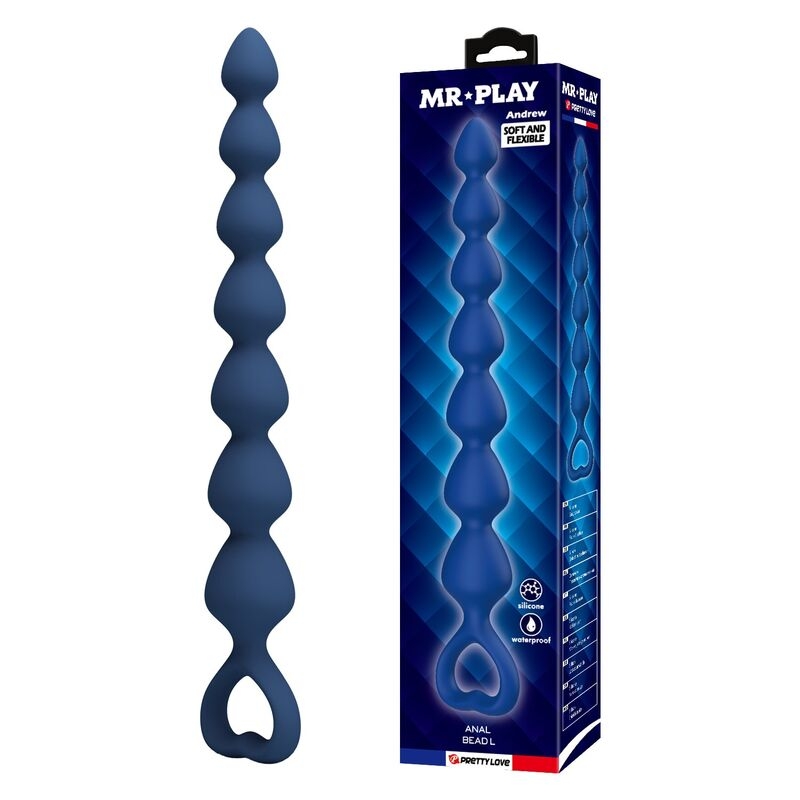 MR PLAY - BLUE SILICONE ANAL BEADS ANAL PLUG 26.7 CM