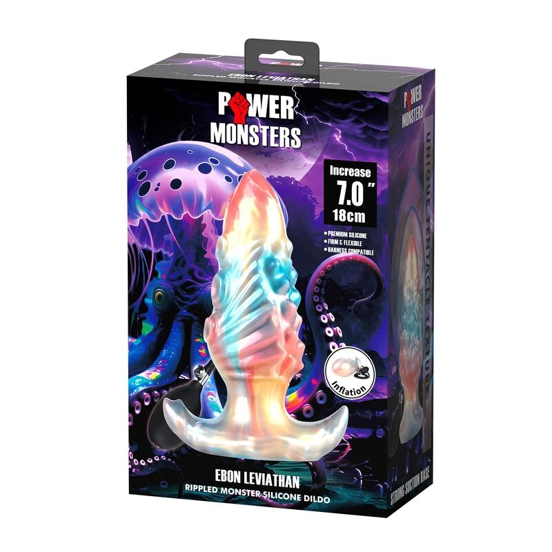 Alternative view of POWER MONSTERS - EBON LEVIATHAN TRICOLOR INFLATABLE FANTASY ANAL PLUG 18 CM