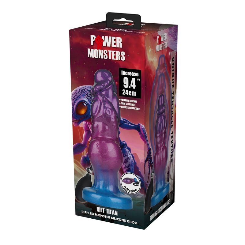 Alternative view of POWER MONSTERS - RIFT TITAN BICOLOR INFLATABLE FANTASY SILICONE DILDO 24 CM Ø 5 CM