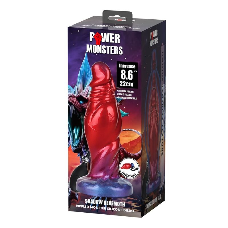 Alternative view of POWER MONSTERS - SHADOW BEHEMOTH BICOLOR INFLATABLE FANTASY SILICONE DILDO 22 CM Ø 5 CM
