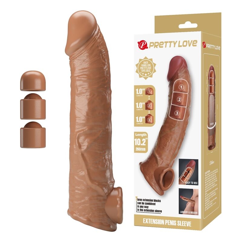 PRETTY LOVE - ADJUSTABLE PENIS EXTENSION SLEEVE 26 CM Ø 4 CM NATURAL