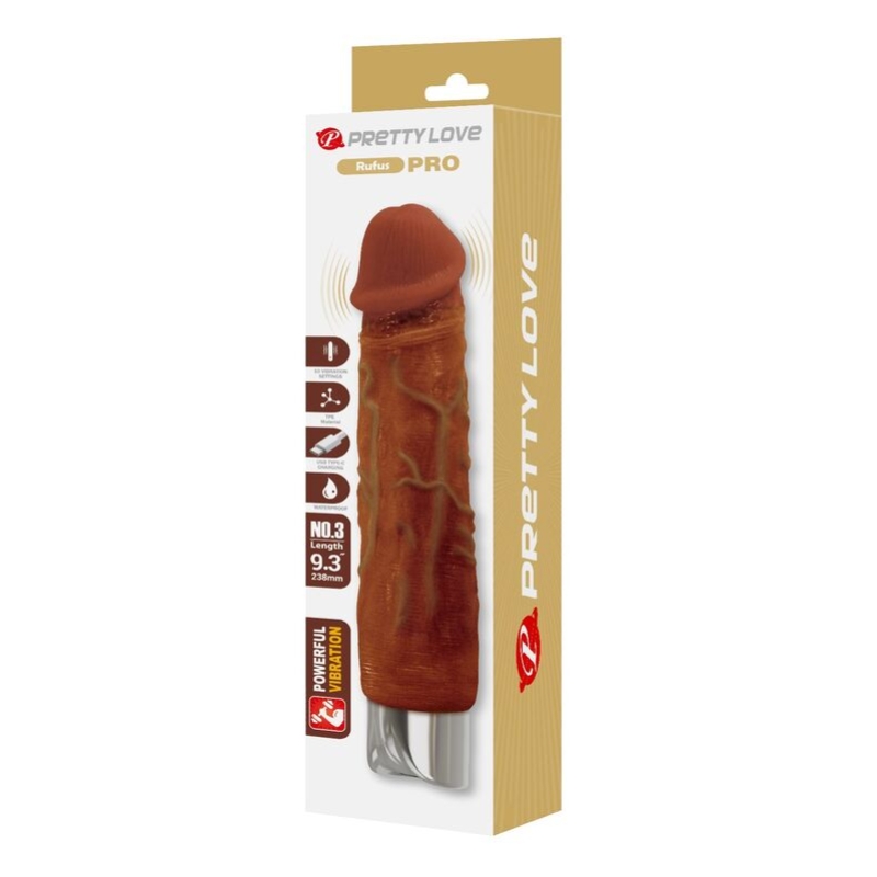 Alternative view of PRETTY LOVE - PRO REALISTIC VIBRATOR 23.5 CM Ø 4.8 CM BROWN