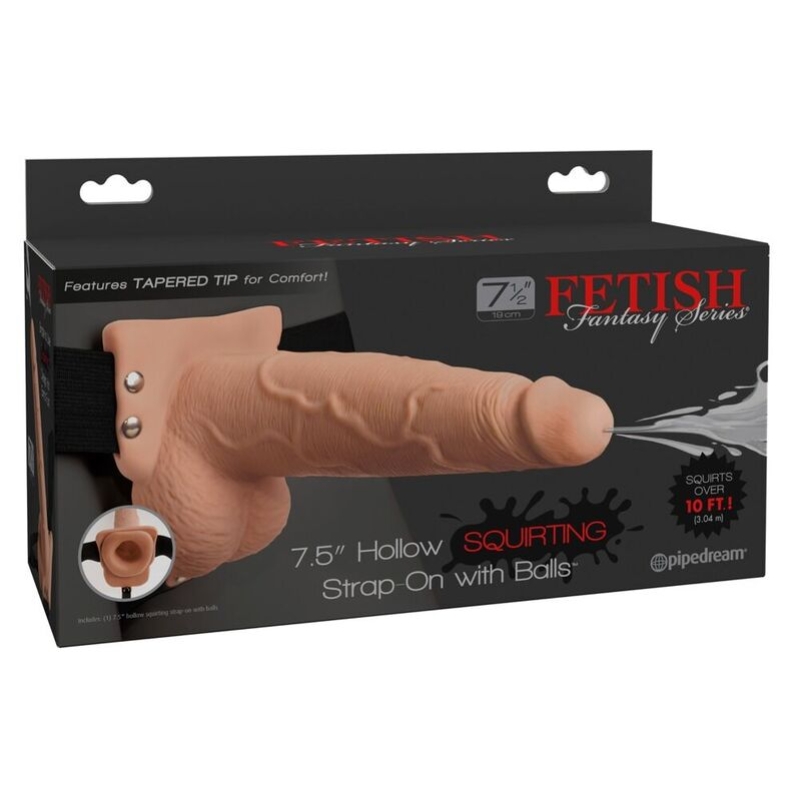 FETISH FANTASY SERIES - ADJUSTABLE HARNESS REALISTIC PENIS WITH BALLS SQUIRTING 19 CM
