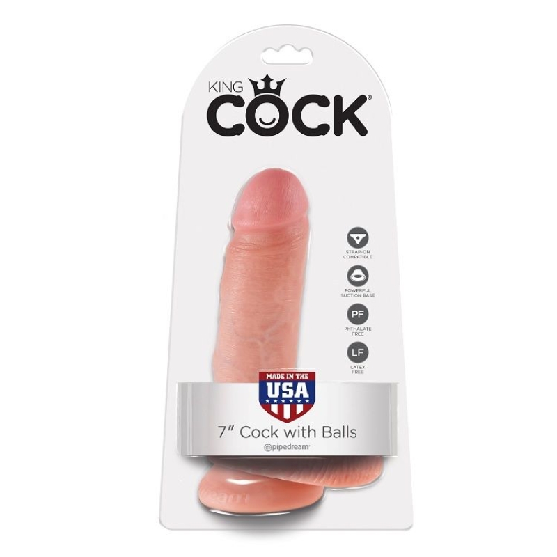 Alternative view of KING COCK - 7 DILDO FLESH WITH BALLS 17.8 CM