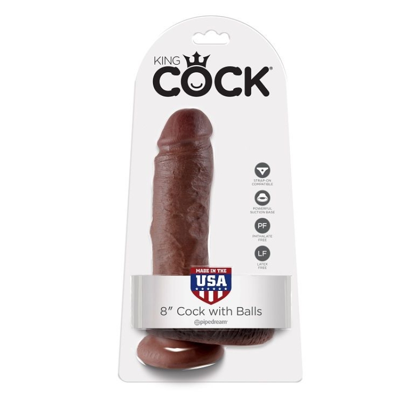 Alternative view of KING COCK 8" COCK BROWN WITH BALLS 20.3 CM