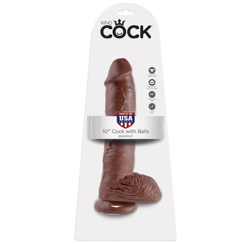 Alternative view of KING COCK - 10 DILDO BROWN WITH BALLS 25.4 CM