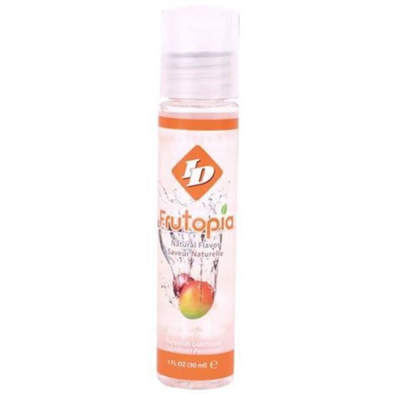 Frutopia natural flavor spray bottle with orange liquid and fruit image on the label.