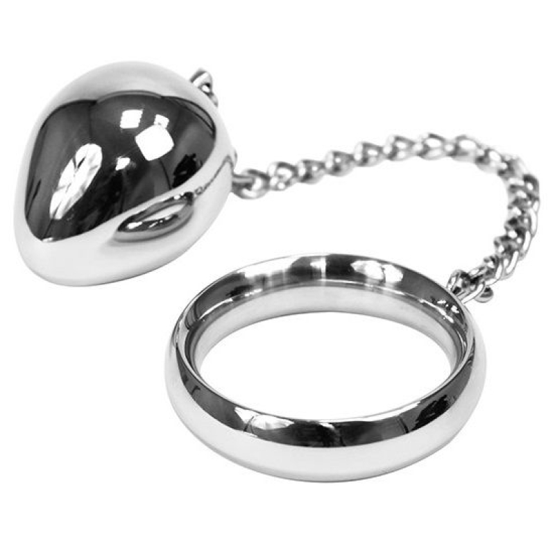 Alternative view of METAL HARD - COCK RING 50MM + CHAIN WITH METAL BALL