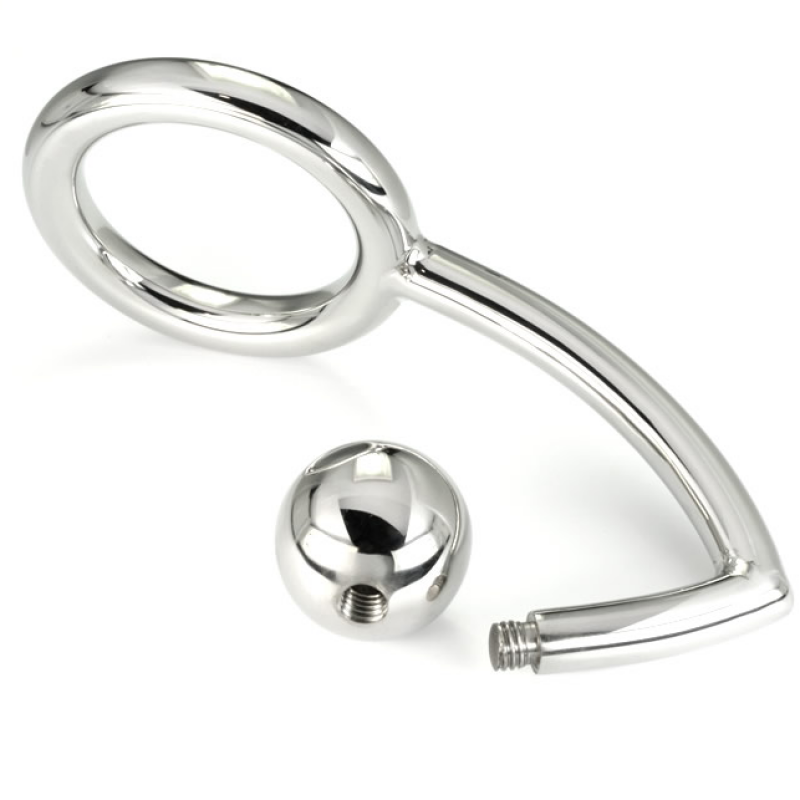 Alternative view of METAL HARD - COCK RING RING WITH ANAL INTRUDER HOOK 45MM