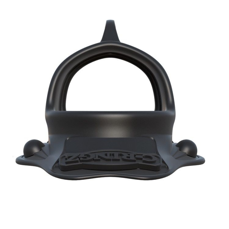 Black grip-strength trainer with an arched handle and wide base, designed for finger and hand grip exercises.