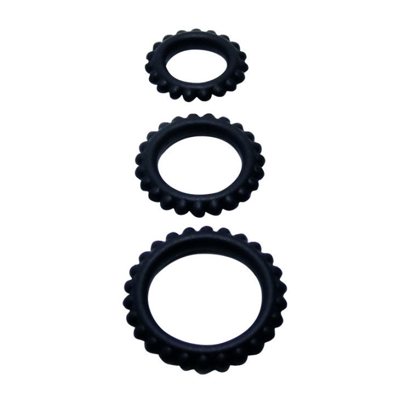 Alternative view of BAILE - TITAN SET 3PCS COCK RING BLACK 2.8 + 2.4 + 1.9 CM