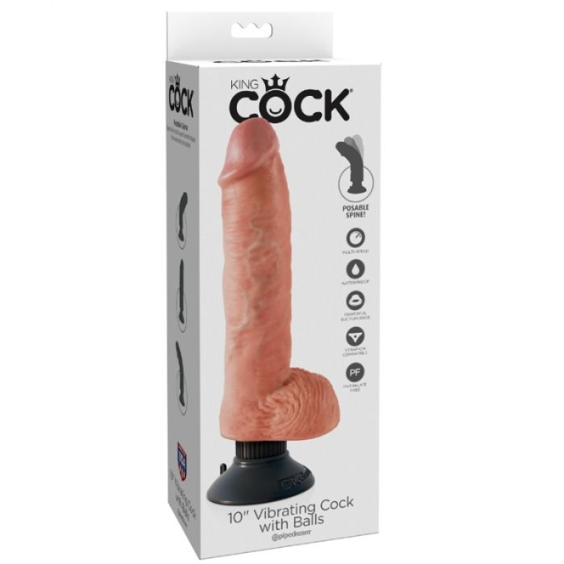Alternative view of KING COCK - 25.5 CM VIBRATING COCK WITH BALLS FLESH