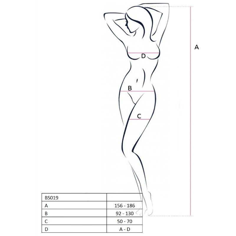 Alternative view of PASSION - WOMAN BS019 BODYSTOCKING BLACK ONE SIZE