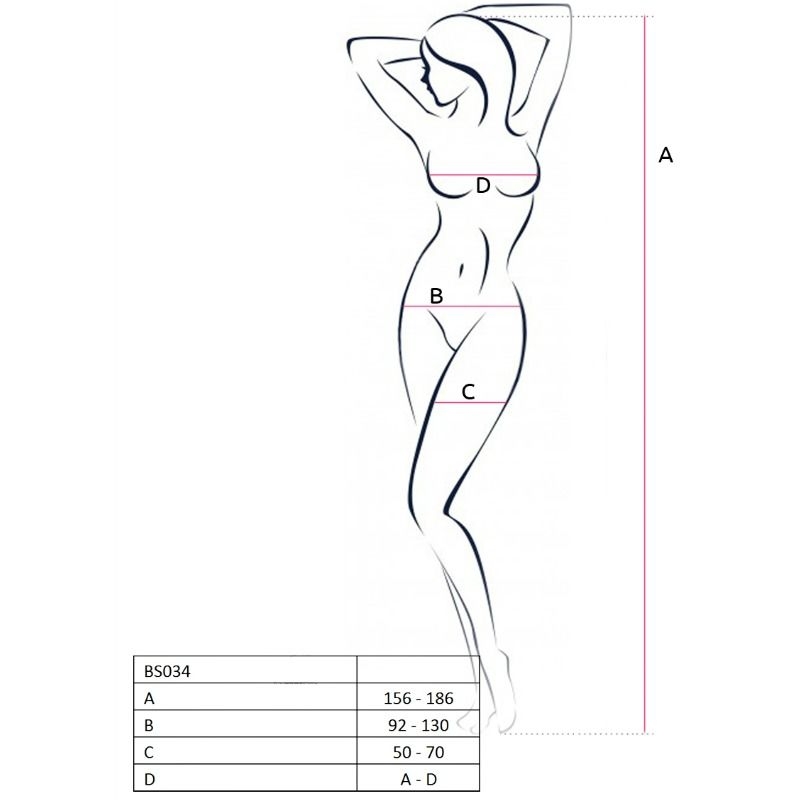 Alternative view of PASSION - WOMAN BS034 WHITE BODYSTOCKING ONE SIZE