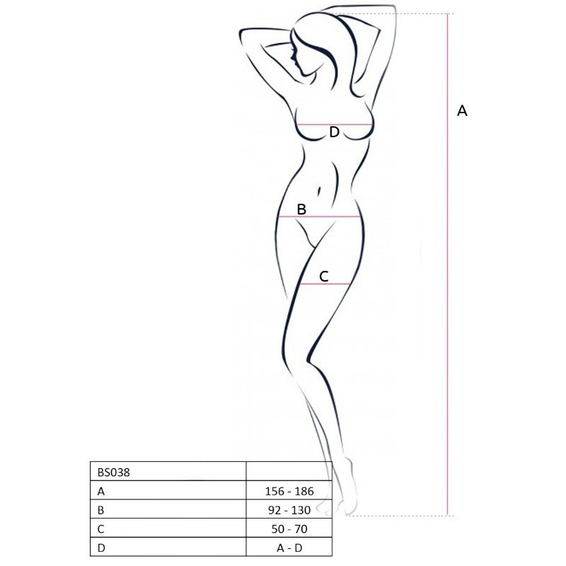 Alternative view of PASSION - WOMAN BS038 WHITE BODYSTOCKING ONE SIZE