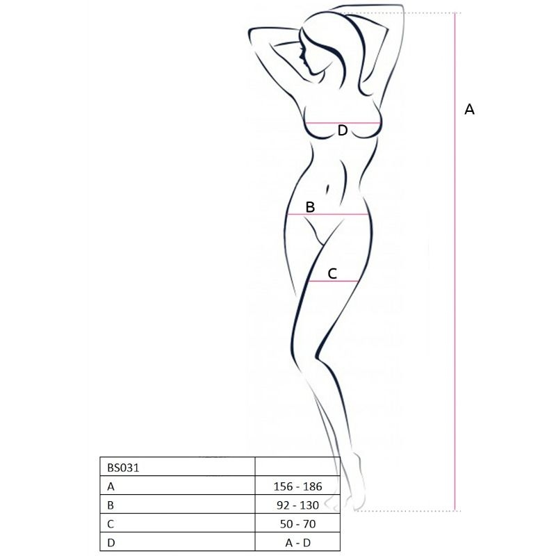 Alternative view of PASSION - WOMAN BS031 WHITE BODYSTOCKING ONE SIZE
