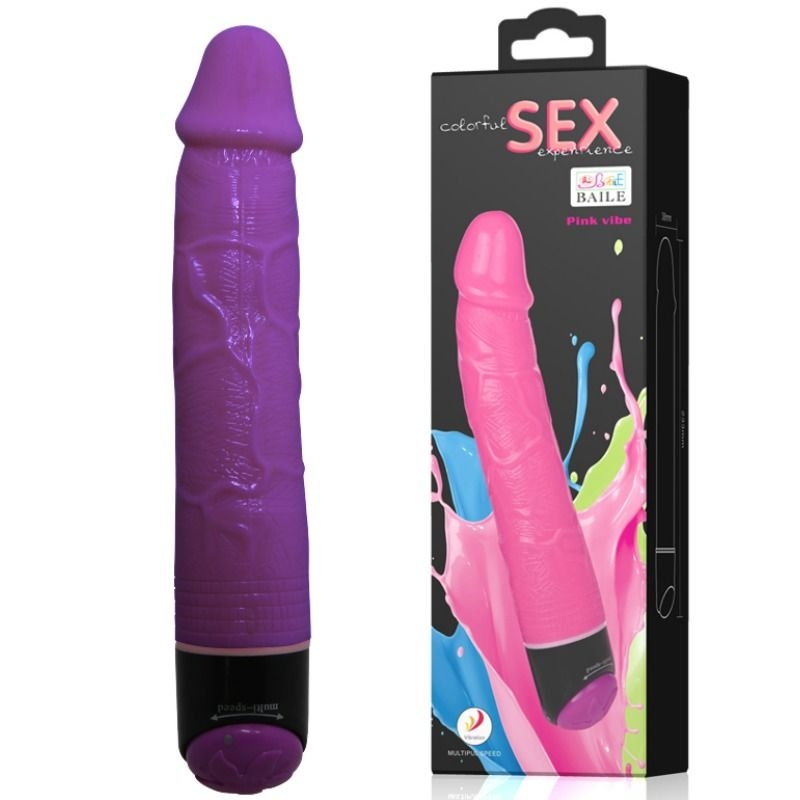 Alternative view of BAILE - COLORFUL SEX LILAC REALISTIC VIBRATOR 23 CM