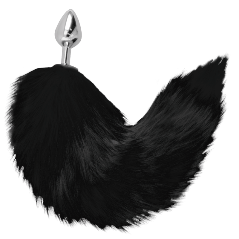Alternative view of DARKNESS - SILVER ANAL PLUG 8 CM WITH BLACK TAIL