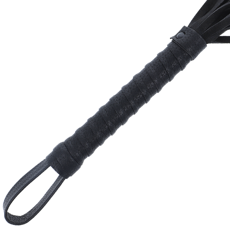 Alternative view of DARKNESS - BLACK BONDAGE WHIP WITH LEATHER HANDLE