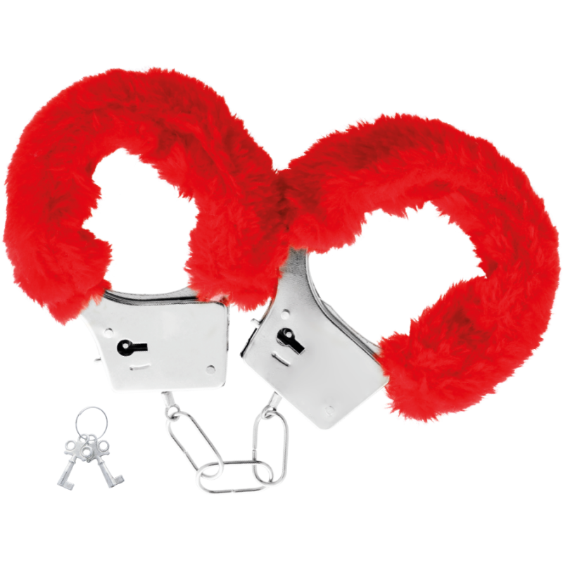 Alternative view of DARKNESS - RED LINED METAL HANDCUFFS