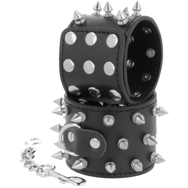 Alternative view of DARKNESS - SKULLS AND BONES BLACK SPIKED HANDCUFFS