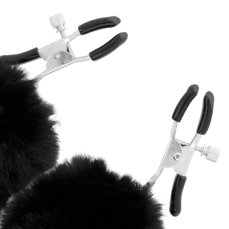 Alternative view of DARKNESS - NIPPLE CLAMPS WITH POM POMS 1