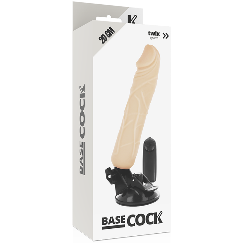 img_80136_37c5638c97c9403d43697418fccfd020_1png - Sex Shop | Lodia.gr - 100% Διακριτική Και Παράδοση με courier της επιλογή σας Boxed sex toy—beige dildo on a black suction base, packaging labeled 'BASE COCK' with 'twix system' branding.