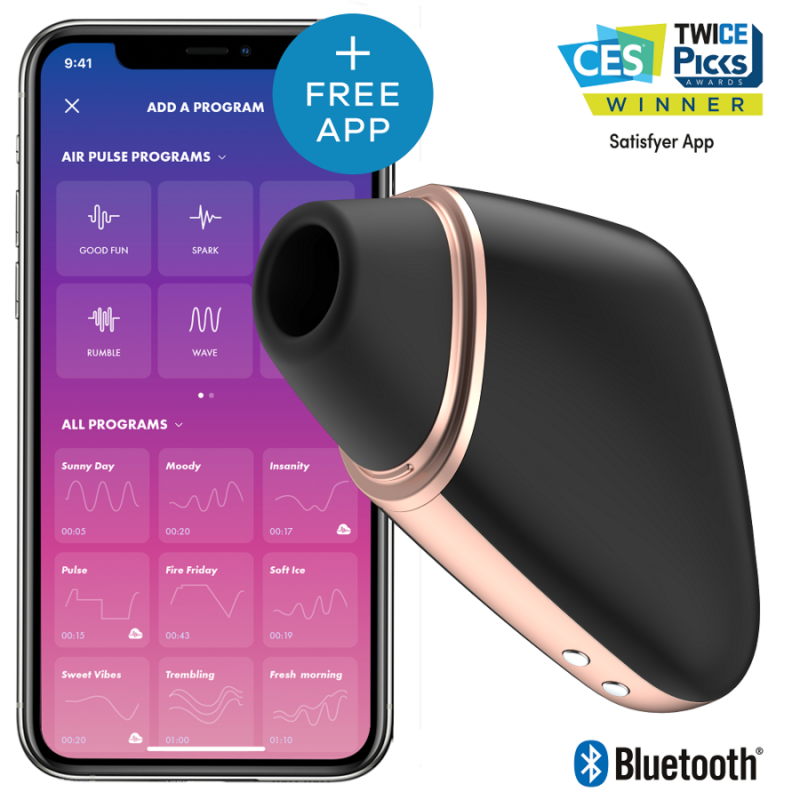 SATISFYER - LOVE TRIANGLE AIR PULSE STIMULATOR VIBRATOR BLACK